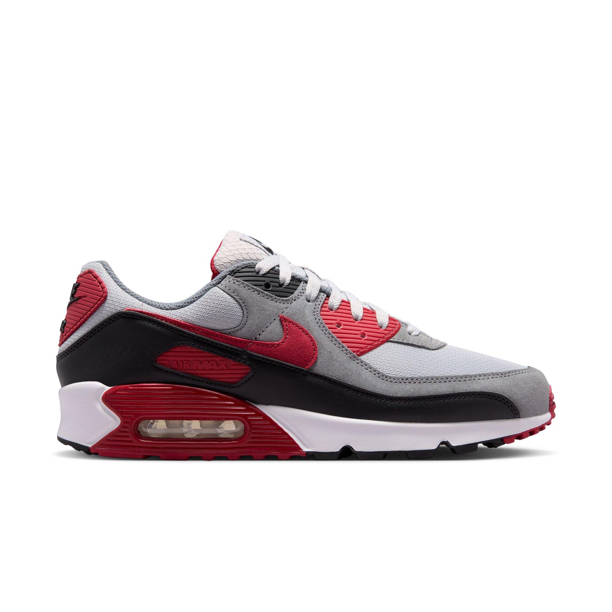 Nike Air Max 90 "Grey Fog/Tough Red/Smoke Grey/Black" Men's Shoe - GREY/RED/BLACK